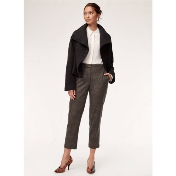 Aritzia Wilfred Gimont Pant Plaid Wool Crop Trousers Straight Leg Brown Size 2 - Picture 1 of 16